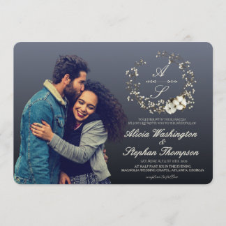 Moderne Minimal Winter Florale Hochzeit Einladung