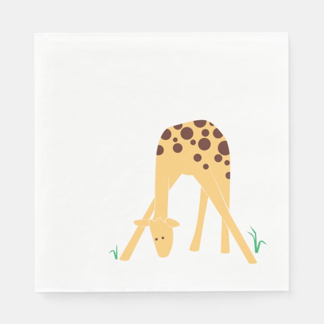 Moderne Minimal Yellow Giraffe Babydusche Geburtst Serviette (Vorderseite)