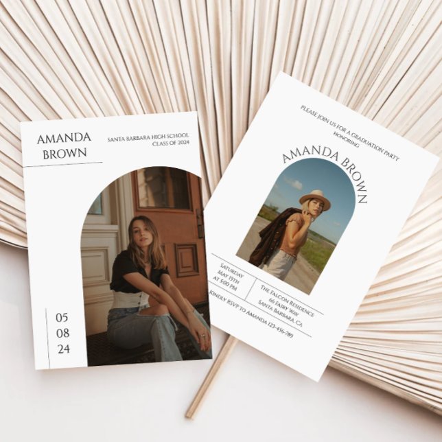 Moderne Minimal-Zwei-Foto-Graduierungsparty Einladung (Von Creator hochgeladen)