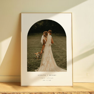 Moderne Minimalbogen-Brautpaar-Foto-Hochzeit Poster