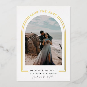 Moderne Minimalbogen Save The Date Folieneinladung