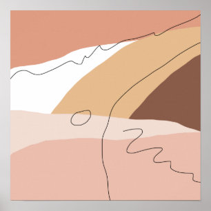Moderne, minimale abstrakte geometrische, warme Fa Poster