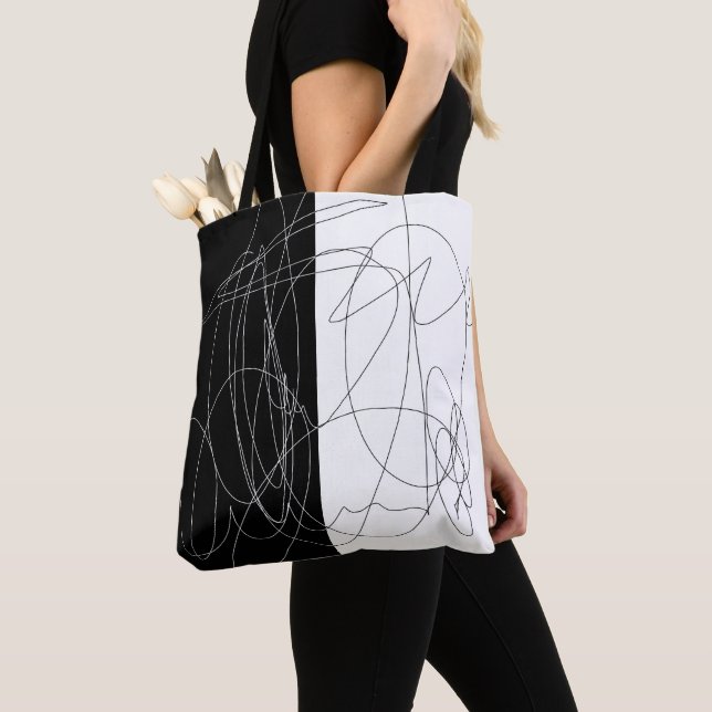 Moderne minimale abstrakte Skriptlinien-Kunst Tasche (Von Nahem)
