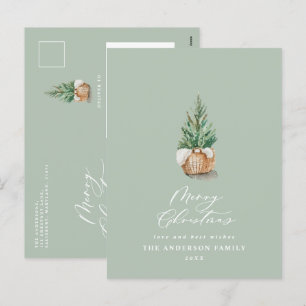 Moderne minimale Aquarellfarbe Grün Weihnachten