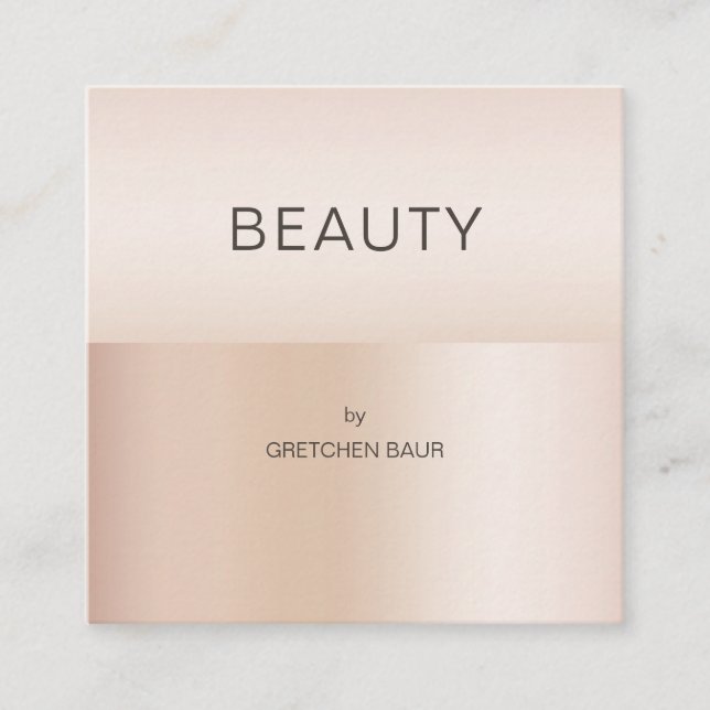 Moderne, minimale Beige Hautfarbe Quadratische Visitenkarte (Vorderseite)