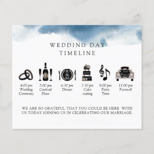 Moderne, minimale, Blue Wedding Timeline und Progr