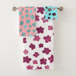 Moderne minimale Blume mit Textur Badhandtuch Set