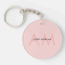 Moderne minimale Blush-Pink-Monogramm-Initialen Schlüsselanhänger