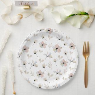 Moderne minimale Boho Floral Design Paper Teller