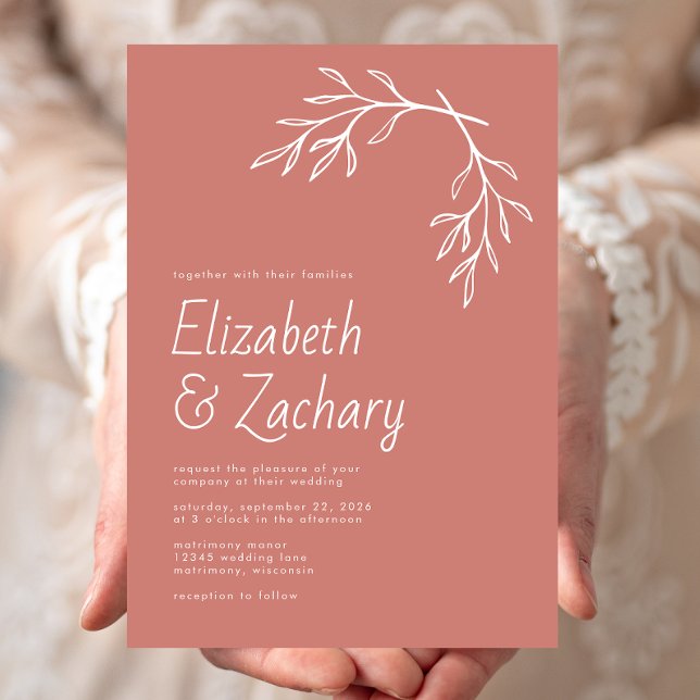 Moderne minimale Botanische Hochzeit Einladung (Von Creator hochgeladen)