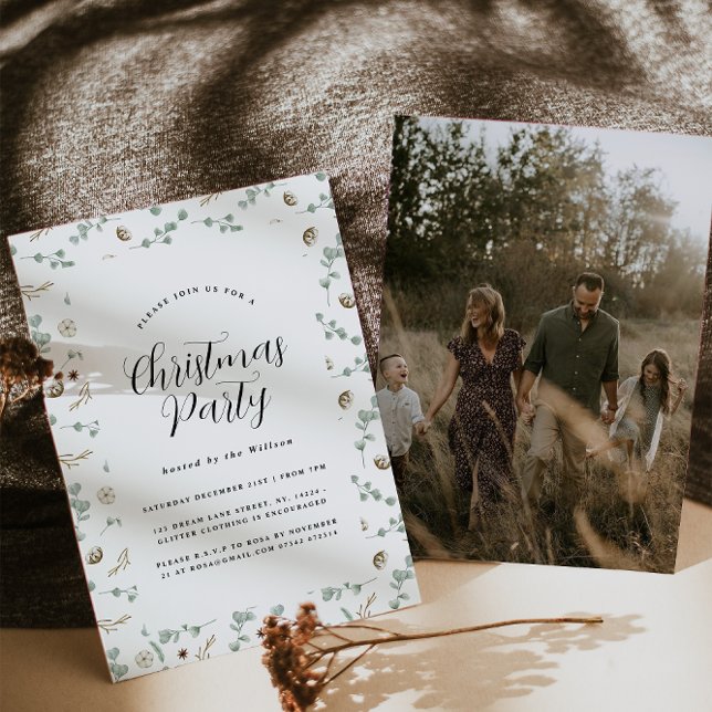 Moderne minimale botanische Schrift Weihnachten Einladung (Von Creator hochgeladen)