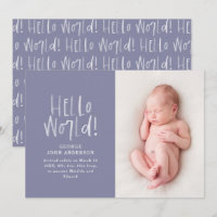 Moderne minimale chic lila Typografie Foto Geburt