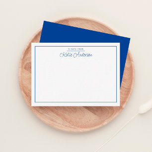 Moderne minimale Cursive Script Blue Note Card Mitteilungskarte