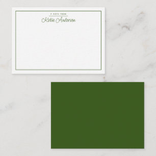 Moderne minimale Cursive Script Moss Green Note Ca Mitteilungskarte