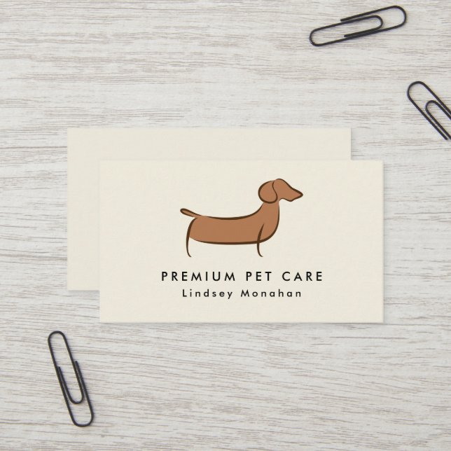 Moderne minimale Dackel Hunde Pflege Visitenkarte (Vorderseite/Rückseite Beispiel)