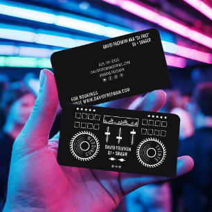 Moderne minimale DJ-Turntable in Schwarzweiß Visitenkarte