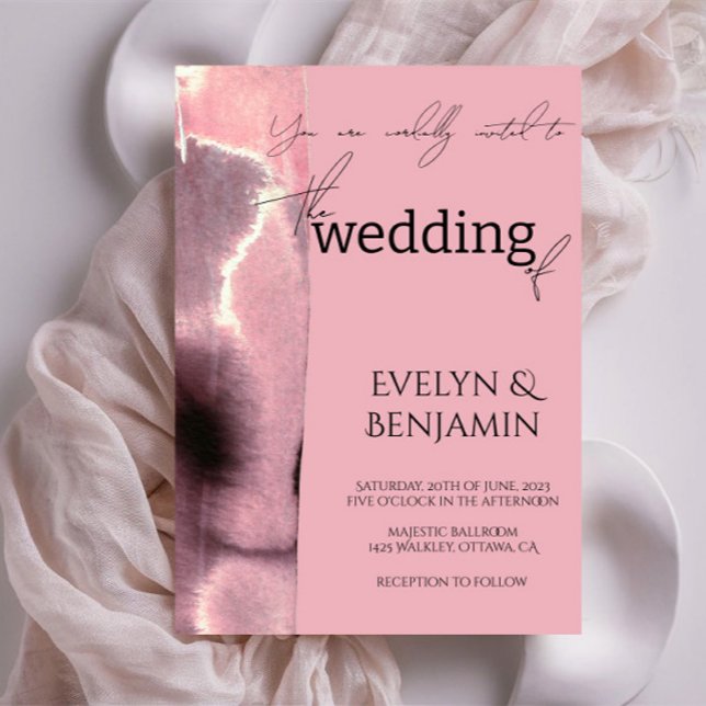 Moderne, minimale, einfache, dusty Rose Wedding Einladung (Von Creator hochgeladen)