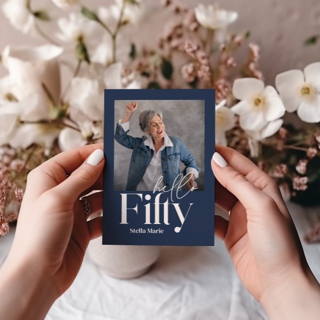 Moderne minimale einfache Marine blau 50. Geburtst Einladung (Von Creator hochgeladen)