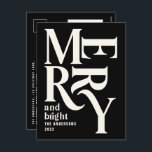 Moderne minimale einfache Marine schwarz frohe Wei Feiertagspostkarte<br><div class="desc">Moderne minimale traditionelle Retro Vintage Grafik Typografie schwarz fröhliche Weihnachtskarte. Teil einer kühnen Ferienkollektion.</div>