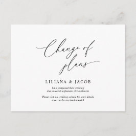 Moderne minimale Einladung zur Hochzeit neu geplan Postkarte