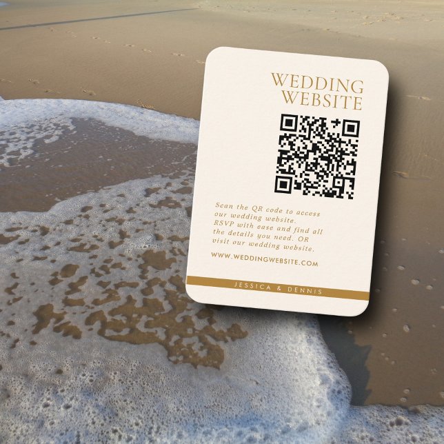 Moderne minimale Elegante Copper QR Code Hochzeit Begleitkarte (Von Creator hochgeladen)