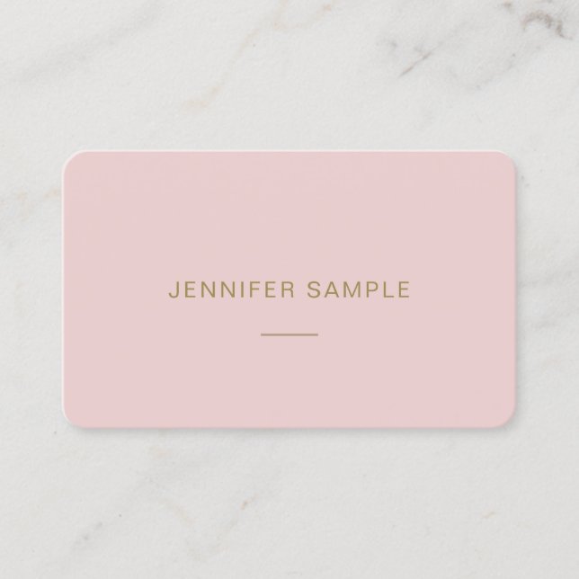 Moderne minimale elegante rosa Goldtext-Schablone Visitenkarte (Vorderseite)