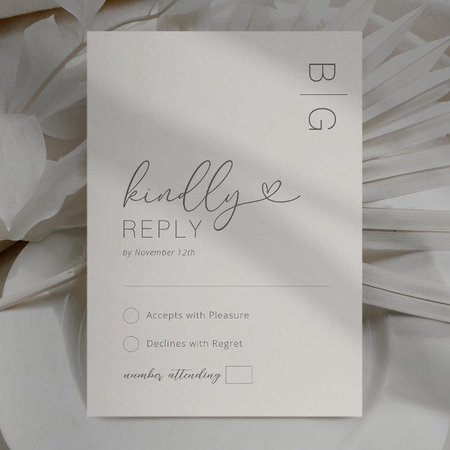 Moderne minimale Elfenbeinhochzeit-RSVP-Karte RSVP Karte (Von Creator hochgeladen)