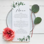 Moderne minimale Eukalyptus einfache, elegante Hoc Menükarte<br><div class="desc">Modernes minimales Eukalyptus einfaches elegantes Hochzeitsmenü</div>