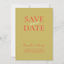 Moderne minimale farbenfrohe Orange Green Wedding Einladung