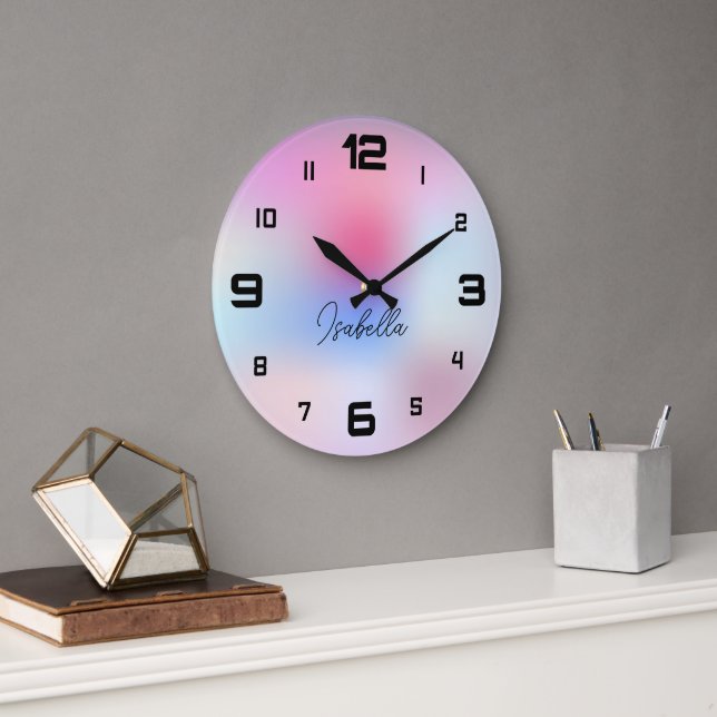 Moderne minimale Farbenfrohe Runduhr Große Wanduhr (Büro)