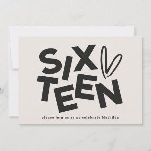 Moderne minimale fette Typografie 16. Geburtstag Einladung