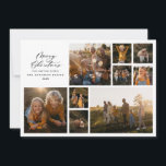 Moderne minimale Foto Collage Weihnachten elegant<br><div class="desc">Moderne minimale Blätter Script Urlaub Foto Collage Weihnachtskarte. Handgemalte Eukalyptus,  minimales Laub und modernes rustikales Rattanfeuer verleihen dieser Ferienkarte ein luxuriöses Ambiente. In klassischen Grüntönen,  Braun und Grau.</div>