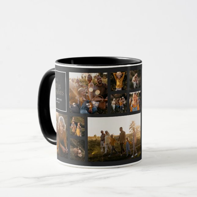 Moderne minimale Foto-Collage Weihnachten Tasse (Vorderseite Links)