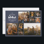 Moderne minimale Foto Collage Weihnachtsnachtsnach Feiertagskarte<br><div class="desc">Moderne minimale Skript Urlaub Foto Collage Marine blau und weiß Weihnachtskarte. Traditioneller Vater Weihnachten Weihnachten und Schlitten Shilouette Design.</div>