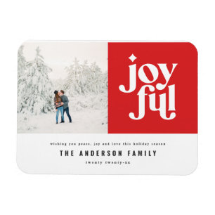 Moderne minimale freudige Typografie Foto Urlaub Magnet