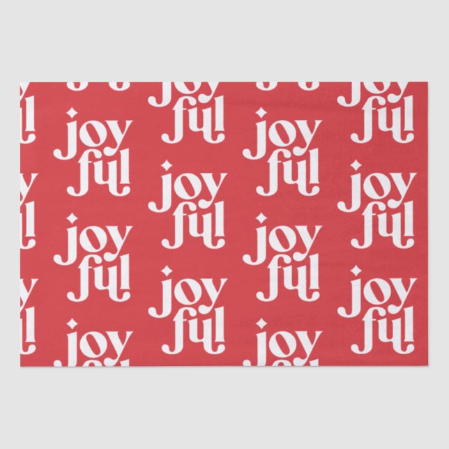 Moderne minimale freudige Typografie Roter Urlaub Seidenpapier (Vorderseite)