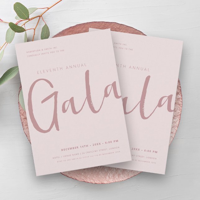 Moderne minimale GALA Unternehmen Business Blush P Einladung (Modern Minimal GALA Company Business Blush Pink Invitation)