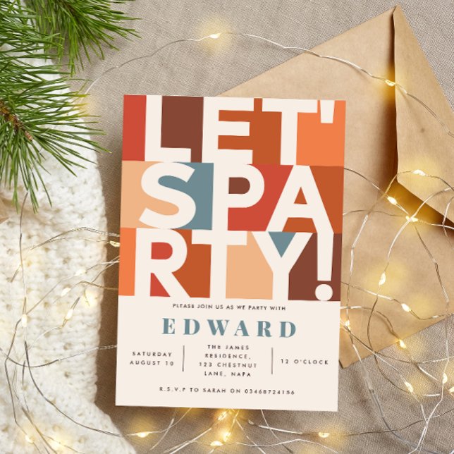 Moderne minimale gelassen Party fett grafisch Einladung (Von Creator hochgeladen)