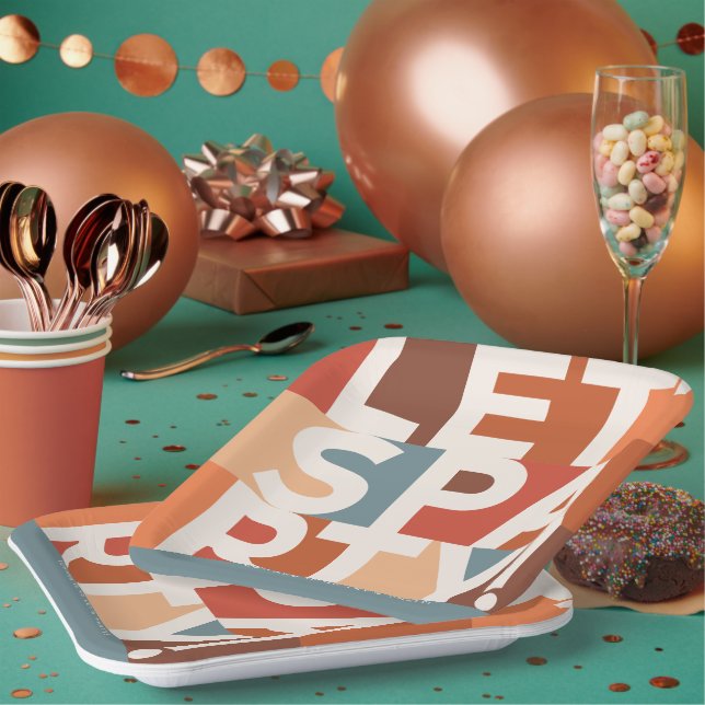 Moderne minimale gelassen Party fett grafisch Pappteller (Multi)