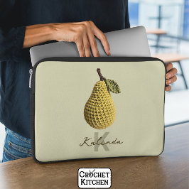 Moderne minimale gelbe Crochet Pear Monogram Name Laptopschutzhülle