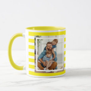 Moderne minimale gelbe und weiße Streifen 2 Foto Tasse