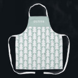 Moderne minimale geometrische Aqua Weihnachtsgrafi Schürze<br><div class="desc">Modernes geometrisches Aqua und weiße Weihnachtsbaume fett bemalt minimale grafische Feiertage backen Schürze Design</div>