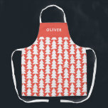 Moderne minimale geometrische rote Weihnachtsgrafi Schürze<br><div class="desc">Moderne geometrisch rot-weiße Weihnachtsbaum fett minimale grafische Feiertage Backen Schürze Design</div>