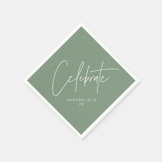 Moderne, minimale geometrische Weise schlanke Grün Serviette (Ecke)