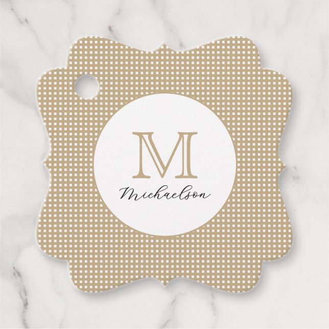 Moderne Minimale Gold-Monogramm Geschenkanhänger (Vorderseite)