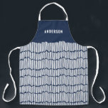 Moderne minimale Grafik Marine blau und weiß elega Schürze<br><div class="desc">Modernes minimales Grafik-Marine blau-weiß Design Weihnachten,  Geburtstag,  Jubiläum Geschenk.</div>