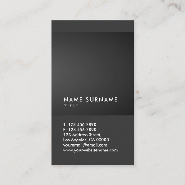 Moderne minimale graue schwarze Steigungs-Luxe Visitenkarte (Vorderseite)