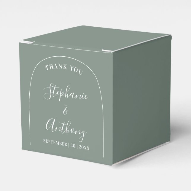 Moderne Minimale Größe Grün und Weiße Bögen Vielen Geschenkschachtel (Vorderseite)