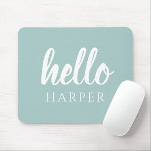 Moderne minimale Grün und Weiß Hallo und Sie nenne Mousepad