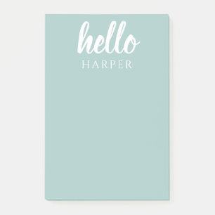 Moderne minimale Grün und Weiß Hallo und Sie nenne Post-it Klebezettel